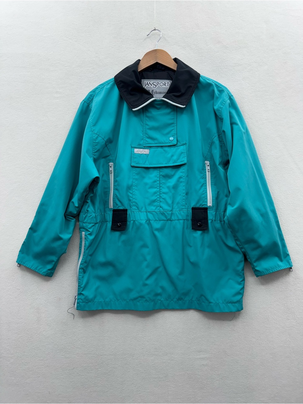 Vintage JanSport Women’s Small Jacket Blue Nylon Anorak 1/4 Zip Pockets